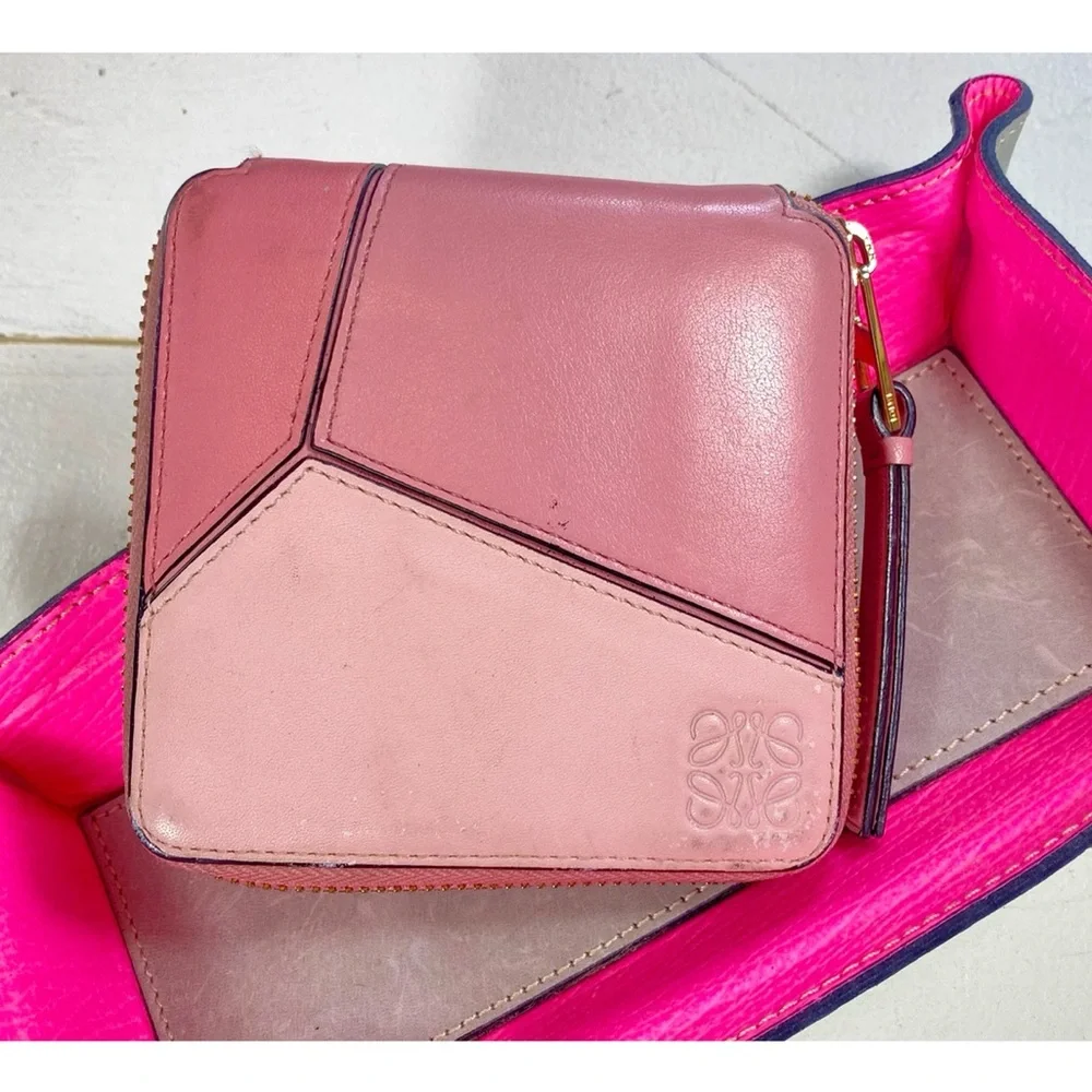 Loewe Pink Leather Puzzle Wallet